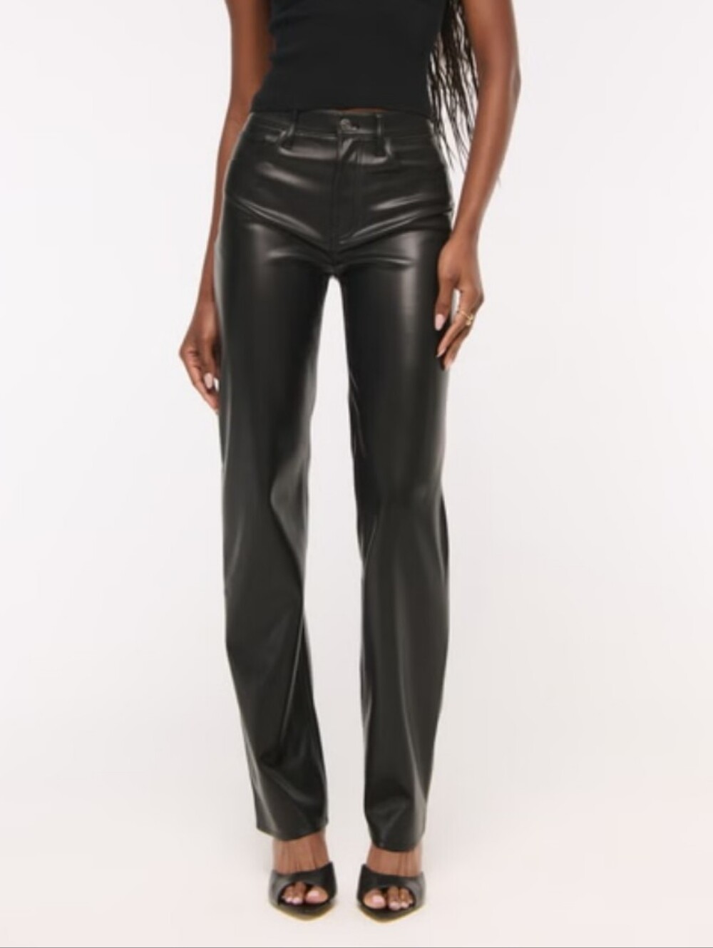 Abercrombie & Fitch Black Faux Leather Straight-Leg Pants